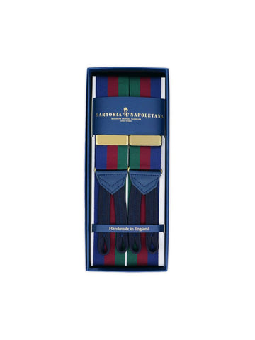 Albert Thurston Navy Claret Red and Green Striped Strap