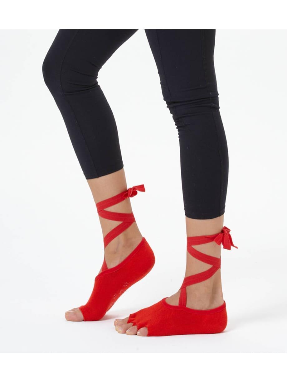 Kırmızı Kayışlı Yoga & Pilates Çorabı - Mahfelle