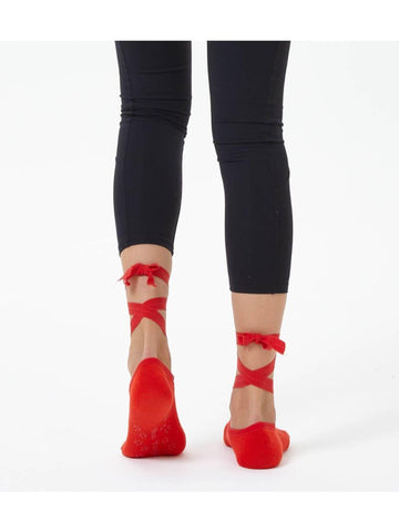 Kırmızı Kayışlı Yoga & Pilates Çorabı - Mahfelle