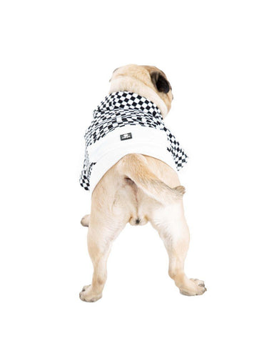 Race Siyah Beyaz Kareli Kapüşonlu Sweatshirt Köpek Kıyafeti - Mahfelle