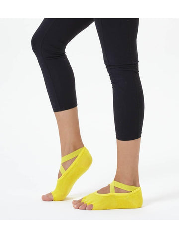 Sarı Çapraz Kayışlı Yoga & Pilates Çorabı - Mahfelle