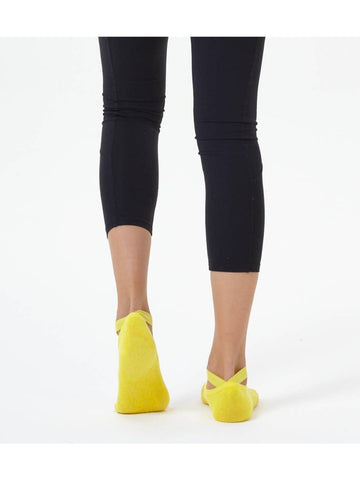 Sarı Çapraz Kayışlı Yoga & Pilates Çorabı - Mahfelle